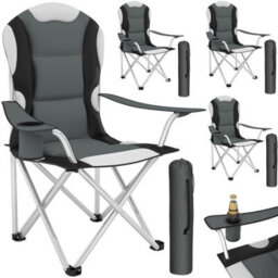 Tectake Camping Chair - Padded Seat With Carry Bag - Grey - Set Of 4 - thumbnail 1