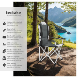 Tectake Camping Chair - Padded Seat With Carry Bag - Grey - Set Of 4 - thumbnail 2