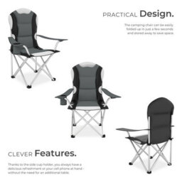 Tectake Camping Chair - Padded Seat With Carry Bag - Grey - Set Of 4 - thumbnail 3