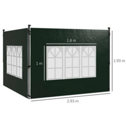 Gazebo Side Panels For 3X3(M) Or 3X6M Gazebo Canopy, 2 Pack, Green - thumbnail 2
