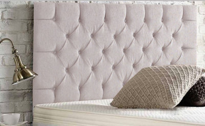 "Slumbre Chesterfield Chenille 3Ft Single 24"" Headboard -  Stone"