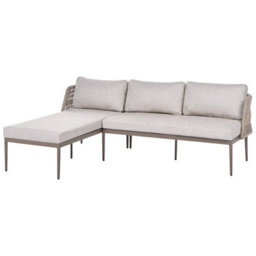 Beliani Garden Corner Sofa With Table 3 Seater Leffe Right Hand Metal Beige - thumbnail 5