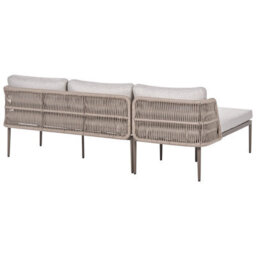 Beliani Garden Corner Sofa With Table 3 Seater Leffe Right Hand Metal Beige - thumbnail 6