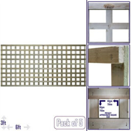 Premier Garden Supplies Flat Top Wooden Trellis Panel 6Ft X 3Ft (5 Pack) Privacy Square Lattice Fencing Topper Extension For Climbing Plant Support - thumbnail 7