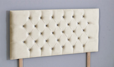 Comfy Deluxe 5Ft King 26Inch  Cream Plush Chesterfield Headboard