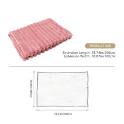 Thehotsale Flannel Super Soft Warm Reversible Fluffy Striped Throw Blanket Pink 150Cm W X 100Cm D Livingroom Bedroom Patio - thumbnail 8