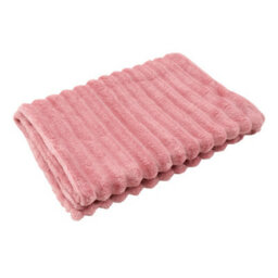 Thehotsale Flannel Super Soft Warm Reversible Fluffy Striped Throw Blanket Pink 150Cm W X 100Cm D Livingroom Bedroom Patio - thumbnail 1