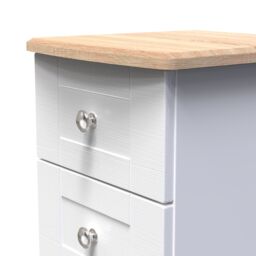 Santander Ready Assembled Matt White & Oak 5 Drawer Wide Bedside Chest (H)1074mm (W)395mm (D)411mm - thumbnail 3
