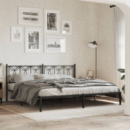 Berkfield Metal Bed Frame Without Mattress With Headboard Black 193X203Cm - thumbnail 1