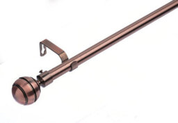 Lister Cartwright 19 mm Extendable Metal Curtain Poles, Antique Copper (Ribbed Ball Finials, 210 - 320 Cm)