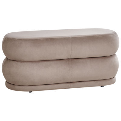 Beliani Upholstered Bench Ellendale Velvet Taupe - image 1