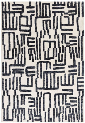 Modern Easy To Clean Black Abstract Rug For Living Room Dining Room & Bedroom-200Cm X 290Cm - image 1