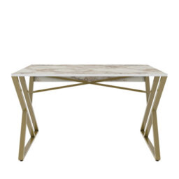 Decorotika Gyza Study And Writing Desk White Marble Effect Gold - thumbnail 4