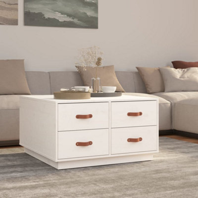 Walplus Coffee Table White 80X80X45 Cm Solid Wood Pine - image 1