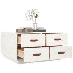 Walplus Coffee Table White 80X80X45 Cm Solid Wood Pine - thumbnail 5