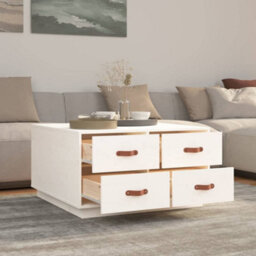 Walplus Coffee Table White 80X80X45 Cm Solid Wood Pine - thumbnail 4