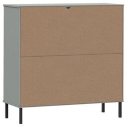 Vidaxl Bookcase With Metal Legs Grey 90X35X90.5 Cm Solid Wood Oslo - thumbnail 7