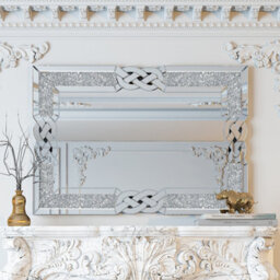 Artloge 90X60Cm Crushed Diamond Wall Mirror Diamante Gems Crystal Sparkly Silver Home Décor - thumbnail 8