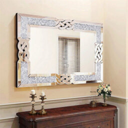 Artloge 90X60Cm Crushed Diamond Wall Mirror Diamante Gems Crystal Sparkly Silver Home Décor - thumbnail 6