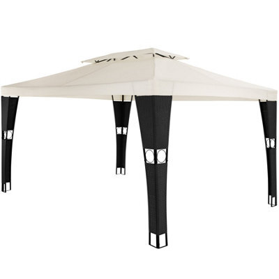 Tectake Gazebo Mona - 4 X 3 M, Double Roof System, Water-Repellent, 50+ Uv Protection 400 X 300 X 265 Cm - Black/cream - image 1