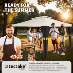 Tectake Gazebo Mona - 4 X 3 M, Double Roof System, Water-Repellent, 50+ Uv Protection 400 X 300 X 265 Cm - Black/cream - thumbnail 7