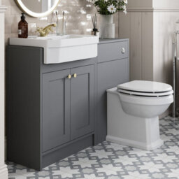 Affine 1120mm Traditional Vanity Basin Unit & Btw Toilet Combi Bathroom Furniture Grey - thumbnail 3