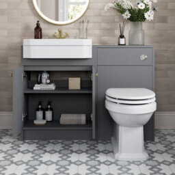Affine 1120mm Traditional Vanity Basin Unit & Btw Toilet Combi Bathroom Furniture Grey - thumbnail 2