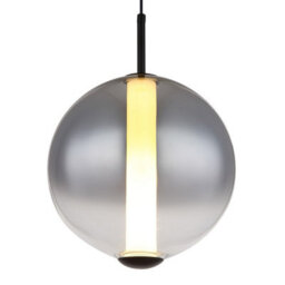 Luminosa Lighting Luminosa Lacy Globe Pendant Ceiling Light Matt Black, Smoke Glass Shade, Led 3000K - thumbnail 4