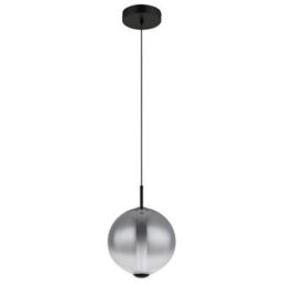 Luminosa Lighting Luminosa Lacy Globe Pendant Ceiling Light Matt Black, Smoke Glass Shade, Led 3000K - thumbnail 3