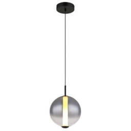 Luminosa Lighting Luminosa Lacy Globe Pendant Ceiling Light Matt Black, Smoke Glass Shade, Led 3000K