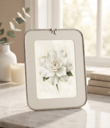 Biznest The Silver Finish Bow Detail 7 X 5 Inches Single Photo Frame Elegant Metal Freestanding Portrait Gallery Picture 23X18Cm