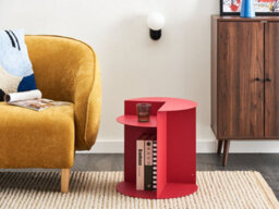 Beliani Retro Side Table Taggart Metal Red - thumbnail 2