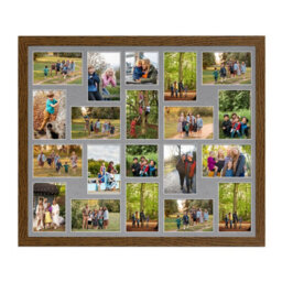 AK Frames 80X70Cm Dark Oak Modern Multi Photo Frame With Mid Grey Mount - Holds 20 Apertures (18X) 6X4, (2X) 4X4 Photos