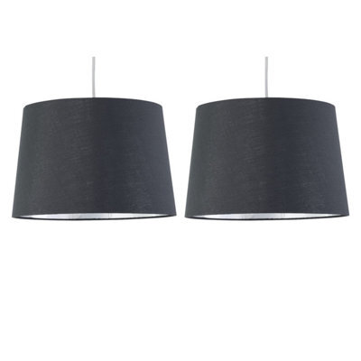 First Choice Lighting Set Of 2 Zoey Grey With Silver Inner Easy Fit Pendant Or Lamp Shades - image 1