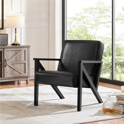 Yaheetech Black Extra-Wide Faux Leather Armchair - image 1