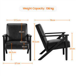 Yaheetech Black Extra-Wide Faux Leather Armchair - thumbnail 3