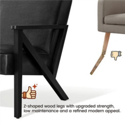 Yaheetech Black Extra-Wide Faux Leather Armchair - thumbnail 4