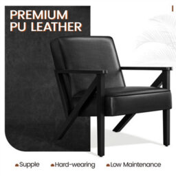 Yaheetech Black Extra-Wide Faux Leather Armchair - thumbnail 7