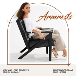 Yaheetech Black Extra-Wide Faux Leather Armchair - thumbnail 5