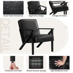 Yaheetech Black Extra-Wide Faux Leather Armchair - thumbnail 8