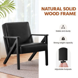 Yaheetech Black Extra-Wide Faux Leather Armchair - thumbnail 6