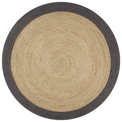 Berkfield Handmade Rug Jute With Dark Grey Border 150 Cm
