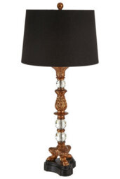 Orsina Classical Bronze Table Lamp, Ornate Boutique Accent Lamp For Living Room, Black & Bronze Lamp - thumbnail 1