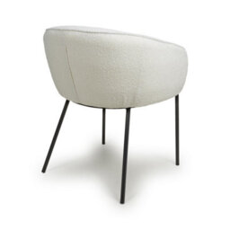 Avery White Bouclé Curved Arm Dining Chair - Black Metal Legs - thumbnail 3