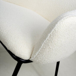 Avery White Bouclé Curved Arm Dining Chair - Black Metal Legs - thumbnail 7