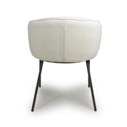 Avery White Bouclé Curved Arm Dining Chair - Black Metal Legs - thumbnail 6