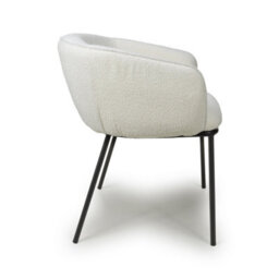 Avery White Bouclé Curved Arm Dining Chair - Black Metal Legs - thumbnail 4