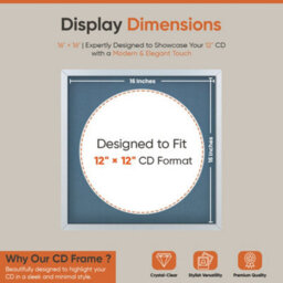 "16X16"" Silver Sleek Vinyl Record Frame With Pompadour Mount For 12 Inch Lp Disc - Ak Frames" - thumbnail 2
