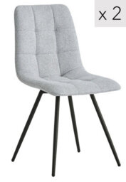 Nordlys Set Of 2 Metal And Gray Fabric Dining Chairs Modern Design Style Dining Room - thumbnail 2