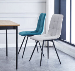 Nordlys Set Of 2 Metal And Gray Fabric Dining Chairs Modern Design Style Dining Room - thumbnail 3